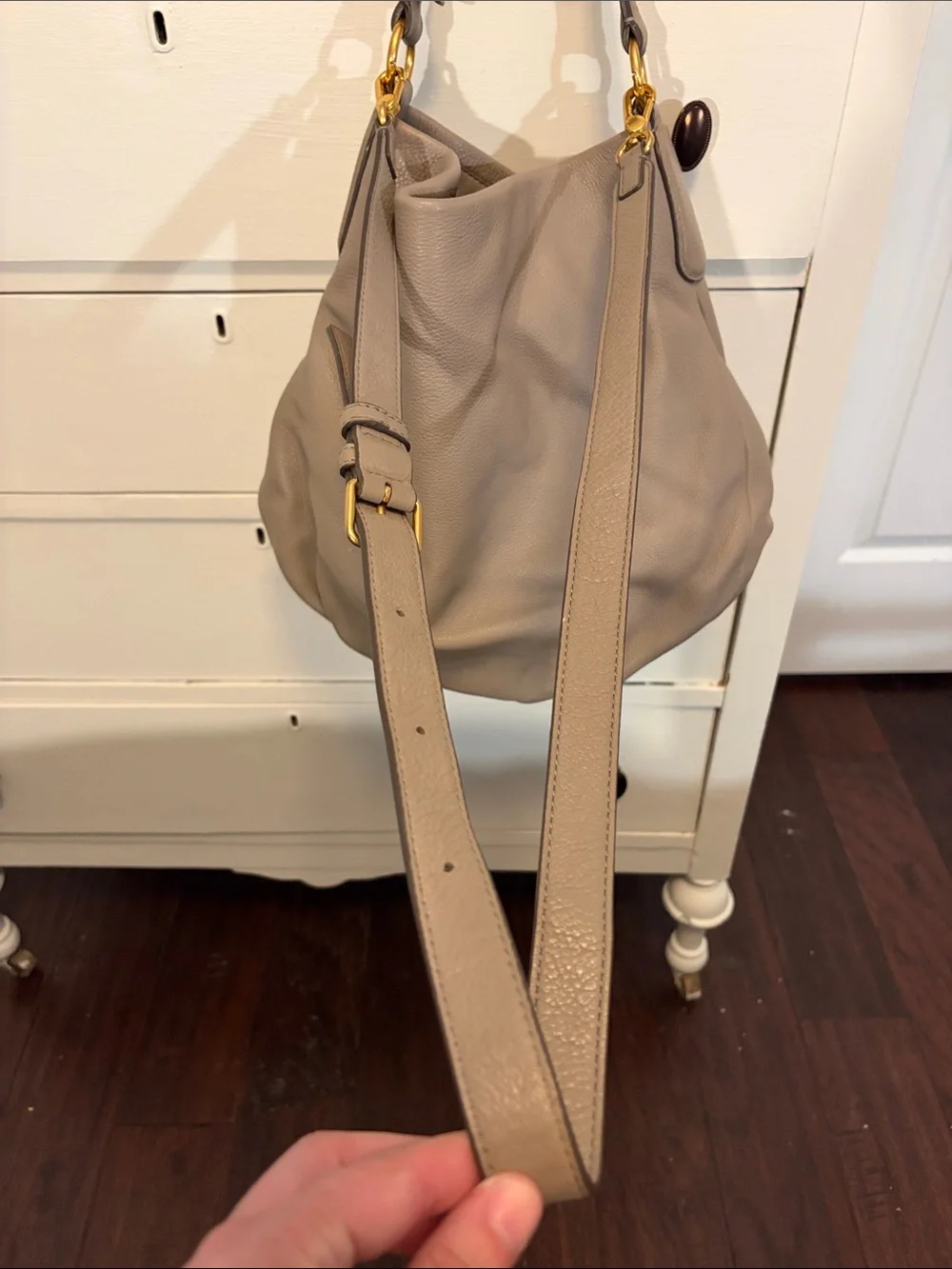 Marc by Marc Jacobs Classic Q Hillier Taupe Pebbled Leather Hobo Bag